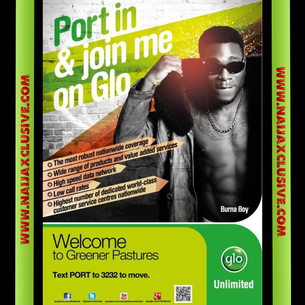 Burna Boy Don PORT O, Now On GLO Posters [PHOTO]